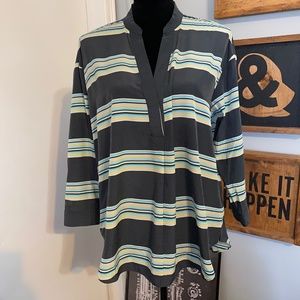 NWOT GAP Grey Blue Green Striped Blouse